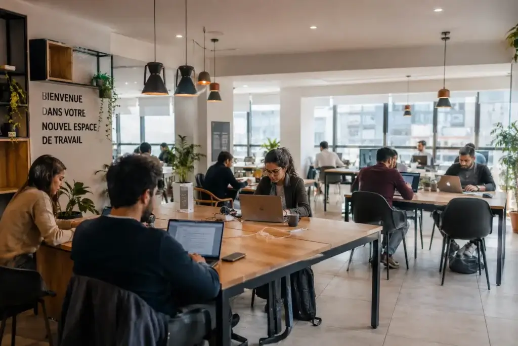 Espace de coworking moderne au Maroc avec coworkers, Casablanca